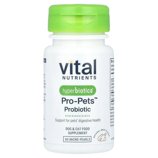 Vital Nutrients, Hyperbiotics®, Pro-Pets™ Probiotic, For Dogs & Cats, Natural Meat, 60 Micro-Pearls