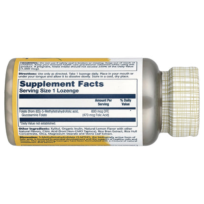 Solaray, Methyl Folate, Lemon, 800 mcg, 60 Lozenges