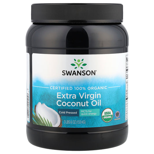 Swanson, Certified 100% Organic Extra Virgin Coconut Oil, 3 lbs 6 oz (1.53 kg)