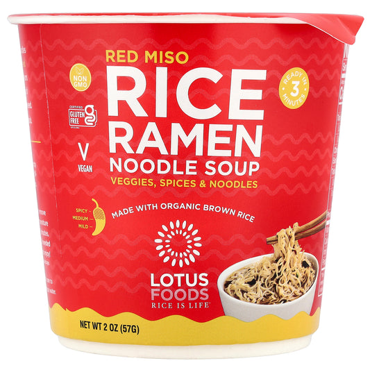 Lotus Foods, Rice Ramen Noodle Soup, Red Miso, 2 oz (57 g)