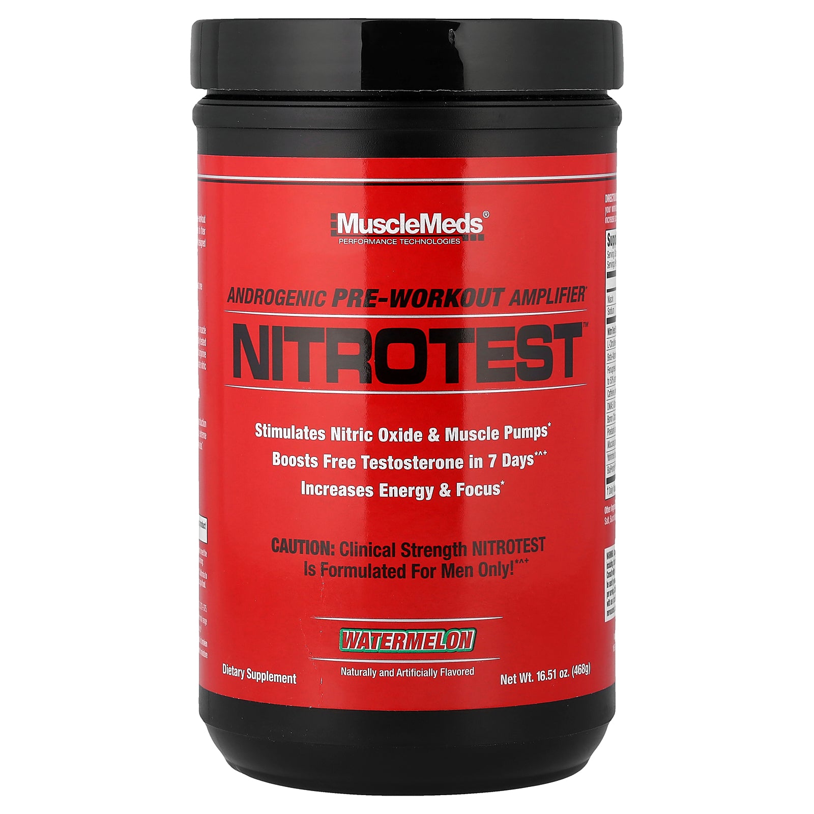 MuscleMeds, Nitrotest™, Androgenic Pre-Workout Amplifier, Watermelon, 16.51 oz (468 g)