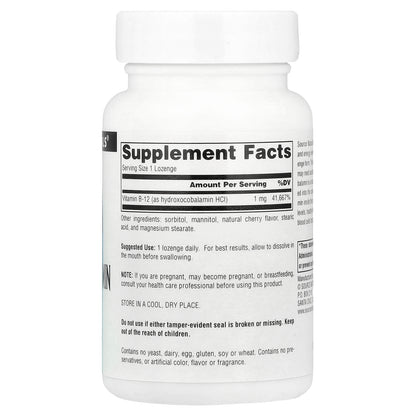 Source Naturals, HydroxoCobalamin, Vitamin B12, Cherry , 1 mg, 120 Lozenges