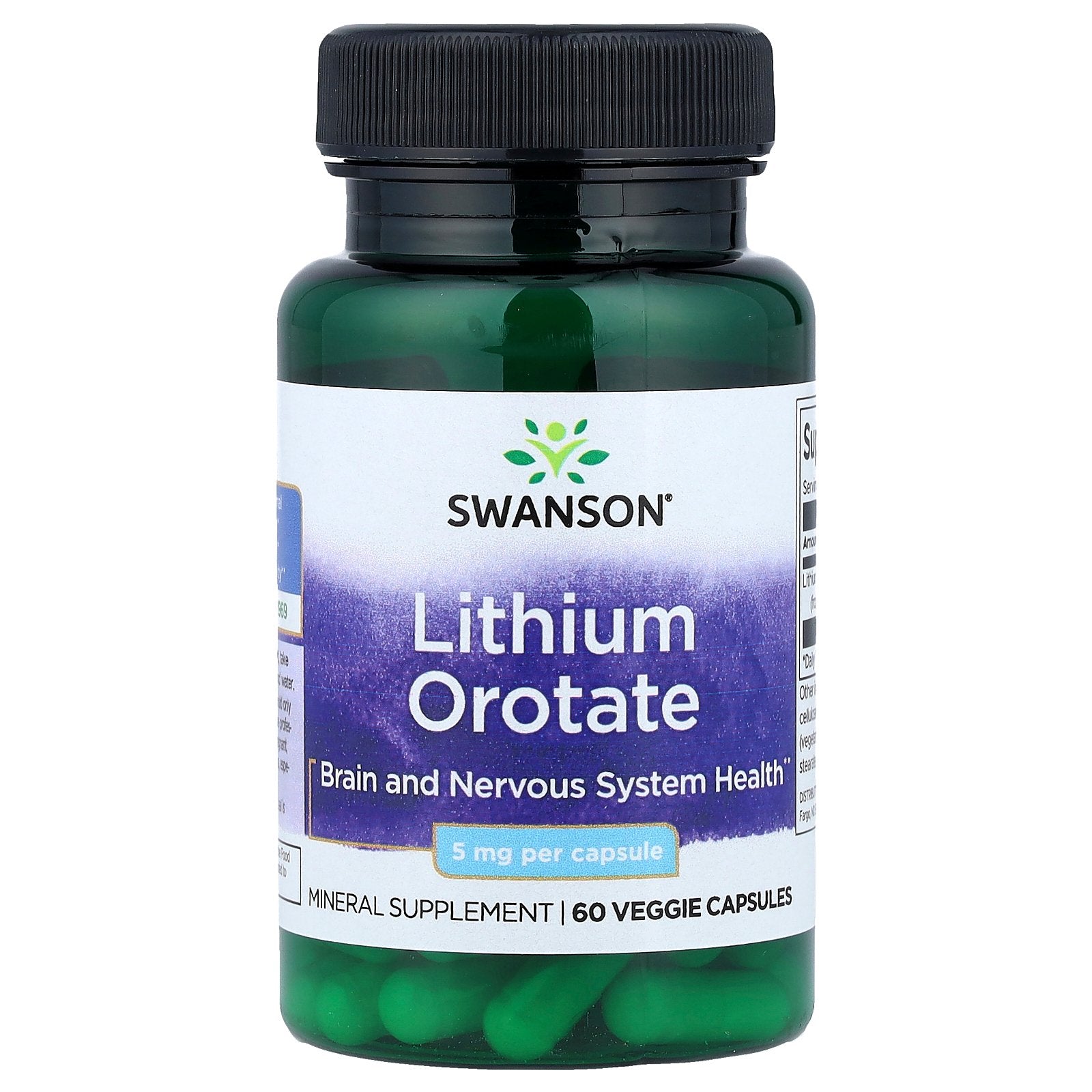 Swanson, Lithium Orotate, 5 mg, 60 Veggie Capsules