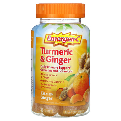 Emergen-C, Turmeric & Ginger, Citrus-Ginger, 36 Gummies
