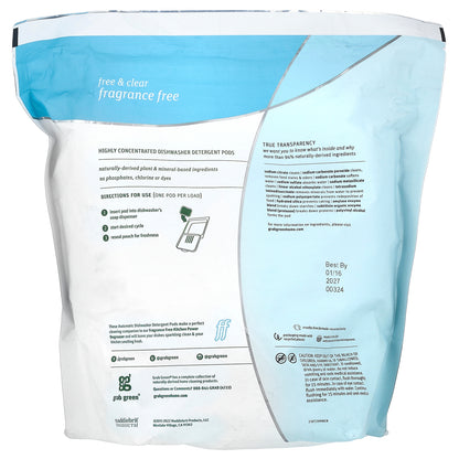Grab Green, Automatic Dishwasher Powder Detergent Pods, Fragrance Free, 132 Loads, 5 lbs 4 oz (2,376 g)