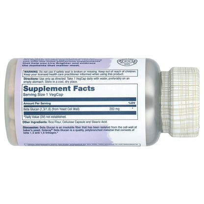 Solaray, Beta Glucan, High Potency, 200 mg, 30 VegCaps