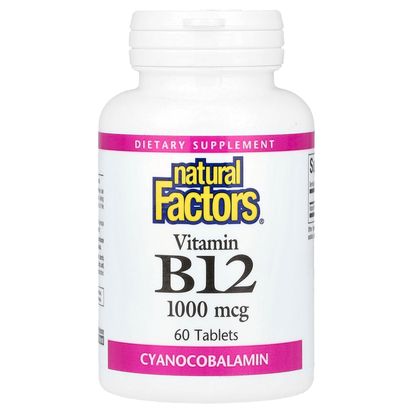Natural Factors, Vitamin B12, 1,000 mcg, 60 Tablets