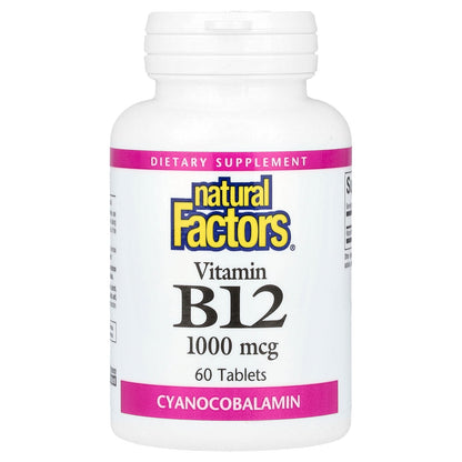 Natural Factors, Vitamin B12, 1,000 mcg, 60 Tablets
