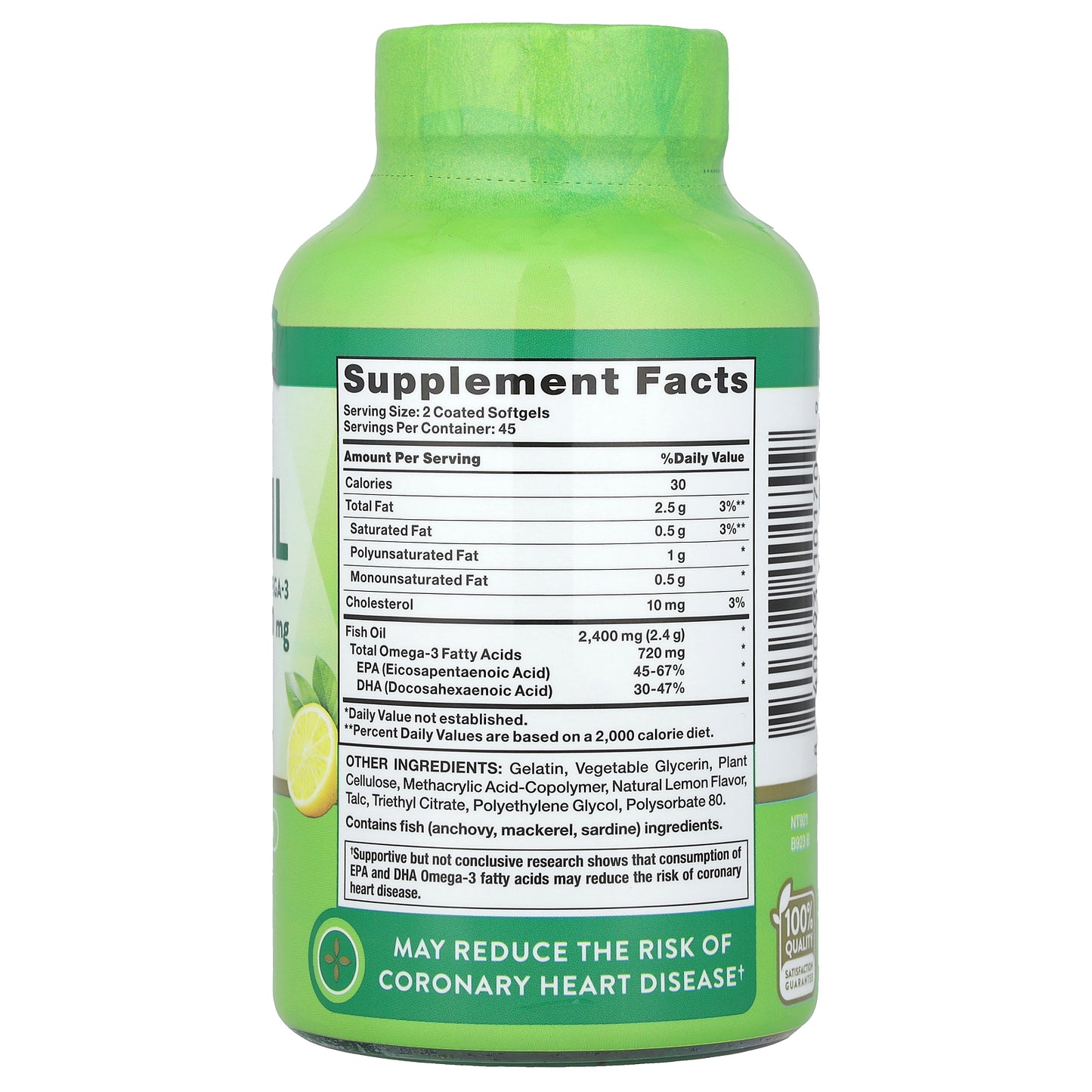 Nature's Truth, Fish Oil, Lemon, 90 Coated Softgels (1,200 mg per Softgel)