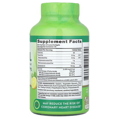 Nature's Truth, Fish Oil, Lemon, 90 Coated Softgels (1,200 mg per Softgel)