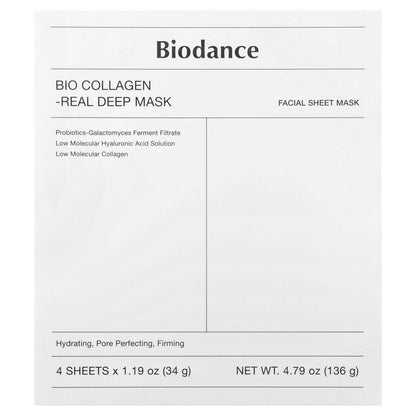 Biodance, Bio Collagen Real Deep Beauty Mask, 4 Sheets, 1.19 oz (34 g) Each