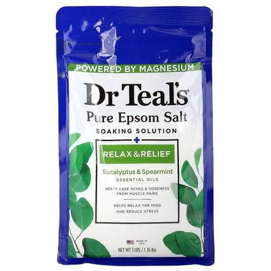 Dr. Teal's, Pure Epsom Salt Soaking Solution, Eucalyptus & Spearmint, 3 lbs (1.36 kg)