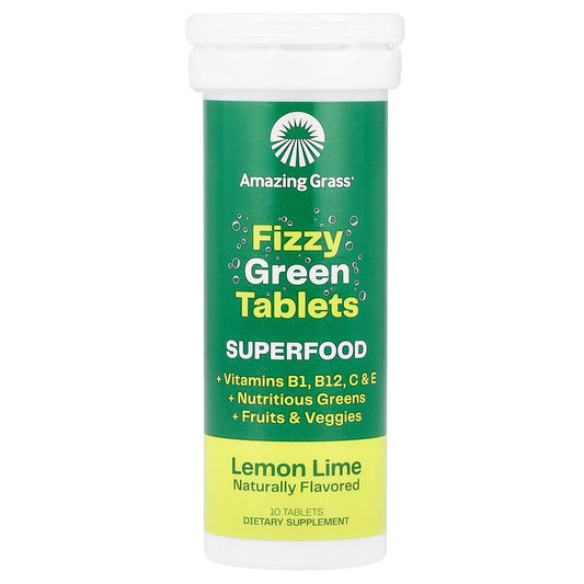 Amazing Grass, Fizzy Green Tablets, Superfood, Lemon Lime, 10 Tablets