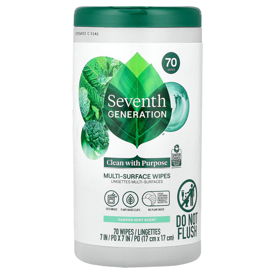 Seventh Generation, Multi-Surface Wipes, Garden Mint , 70 Wipes