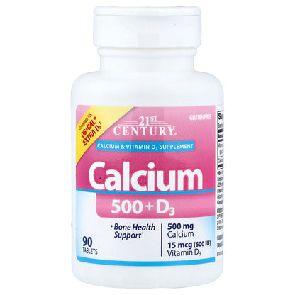 21st Century, Calcium 500 + D3, 90 Tablets