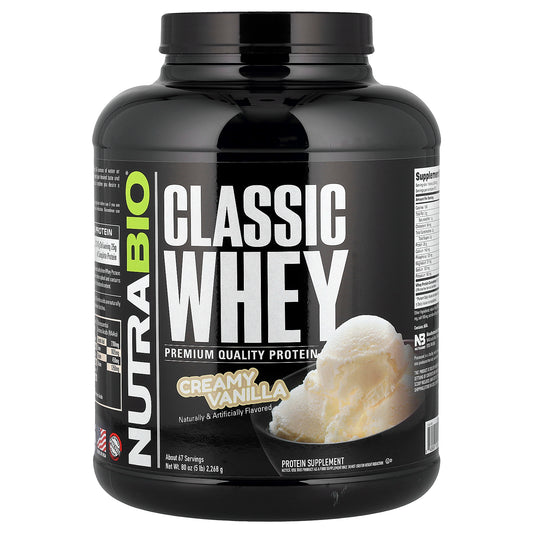 NutraBio, Classic Whey Protein, Creamy Vanilla, 5 lbs (2,268 g)