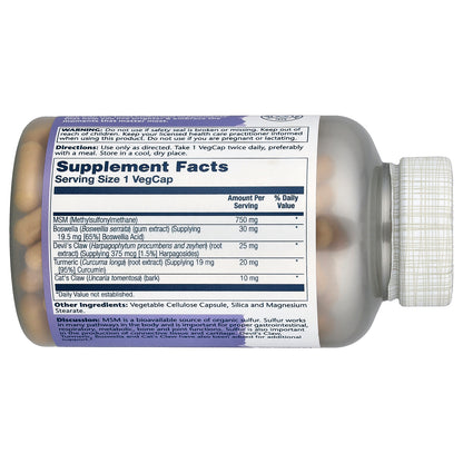 Solaray, MSM with Turmeric, Boswellia & Devil's Claw, 180 VegCaps
