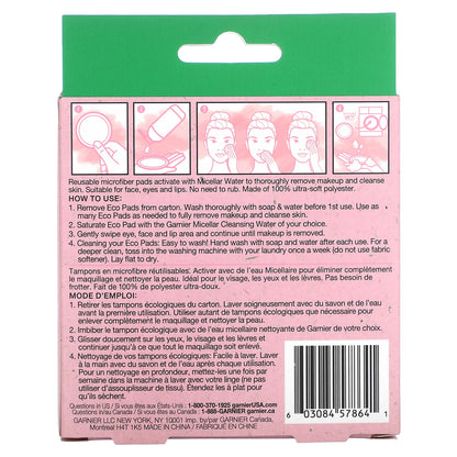 Garnier, SkinActive, Micellar Cleansing Eco Pads, 3 Pads