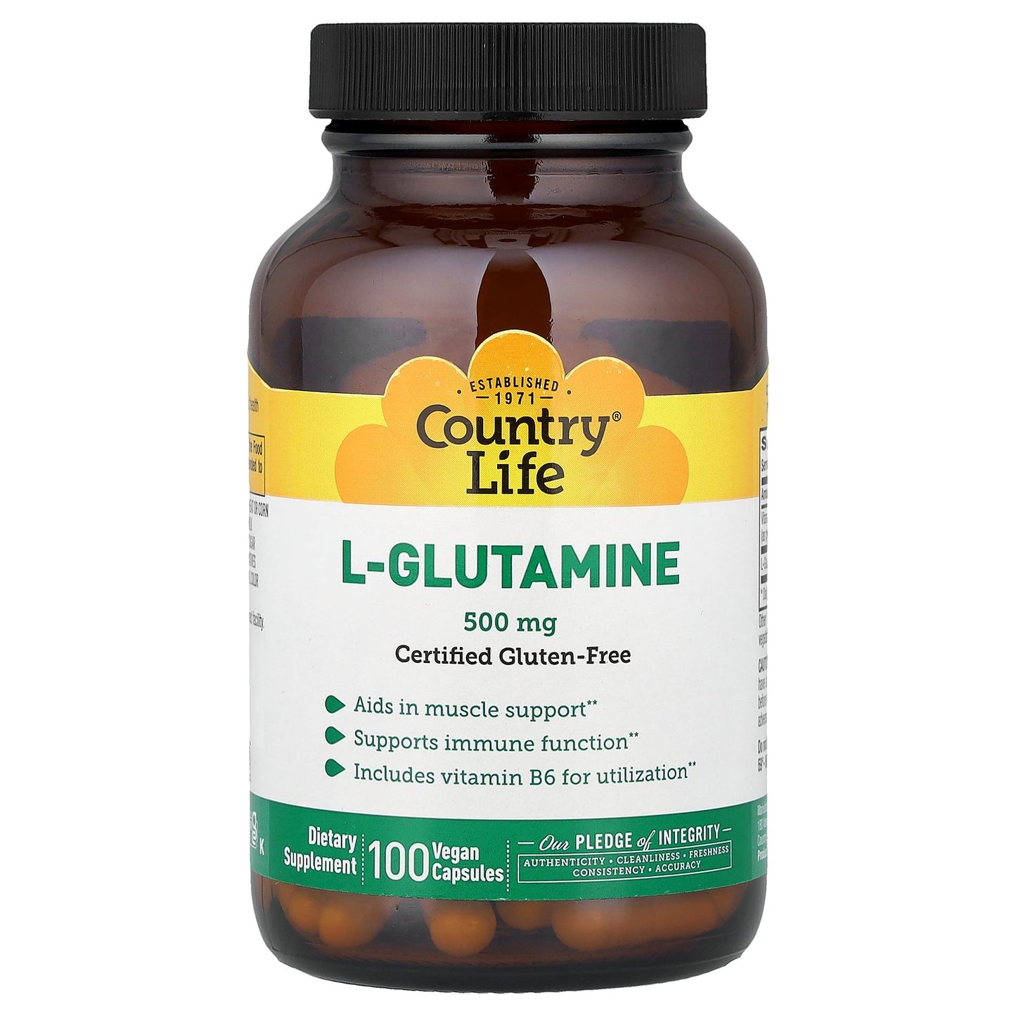Country Life, L-Glutamine , 100 Vegan Caps