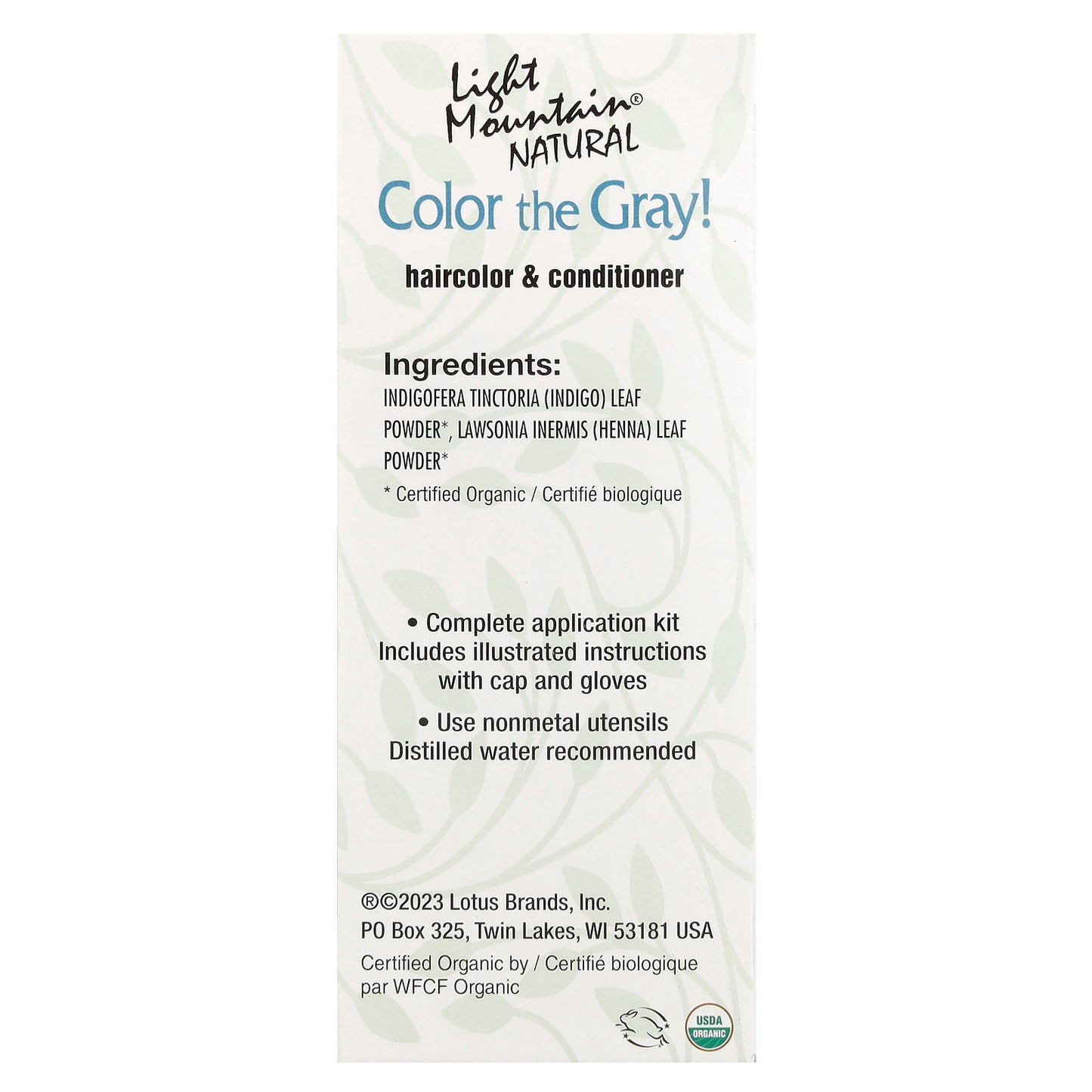 Light Mountain, Color the Gray! Natural Hair Color & Conditioner, Black, 7 oz (198 g)