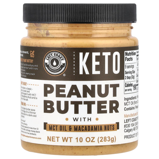 Left Coast Performance, Keto, Peanut Butter with MCT Oil & Macadamia Nuts, 10 oz (283 g)