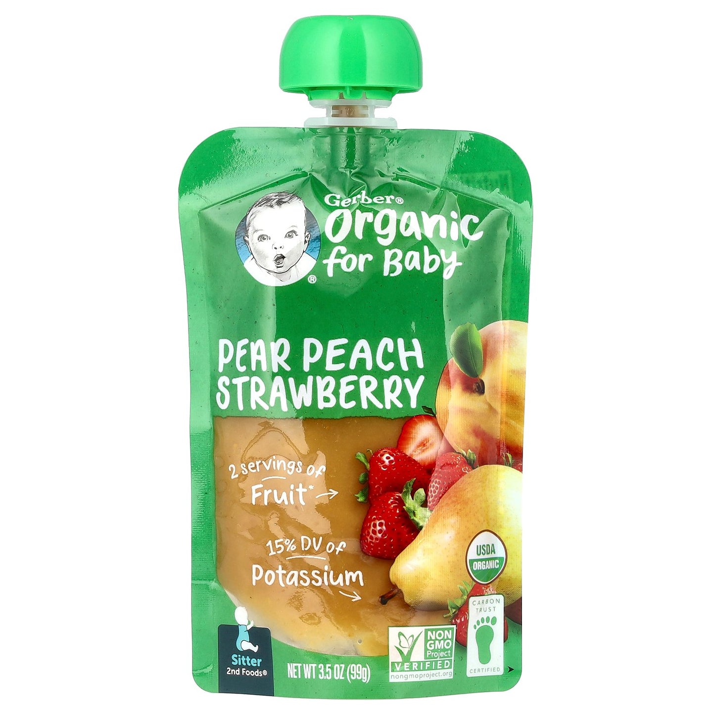 Gerber, Organic for Baby, 2nd Foods®, Fruit Favorites, 9 Pouches, 3.5 oz (99 g) Each