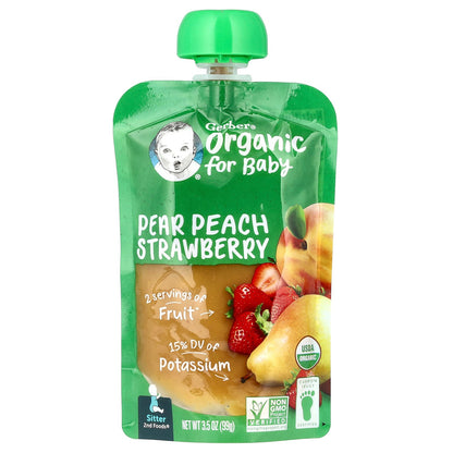 Gerber, Organic for Baby, 2nd Foods®, Fruit Favorites, 9 Pouches, 3.5 oz (99 g) Each