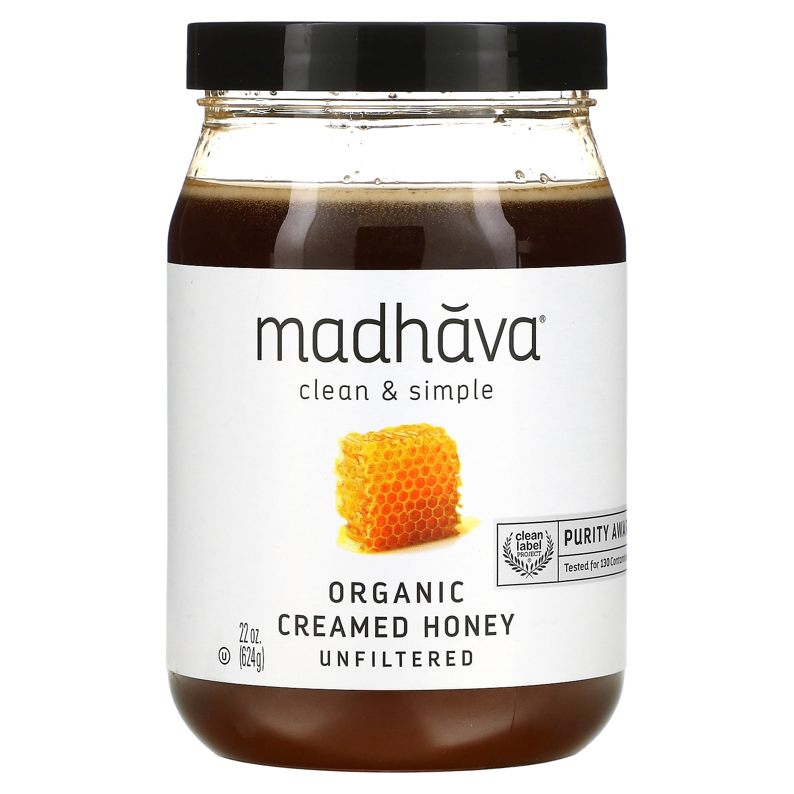 Madhava, Clean & Simple, Organic Creamed Honey, Unfiltered, 22 oz (624 g)