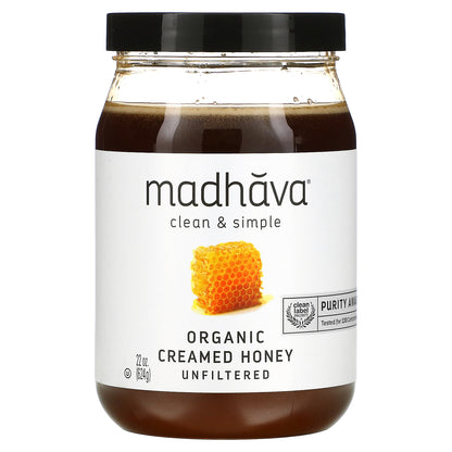 Madhava, Clean & Simple, Organic Creamed Honey, Unfiltered, 22 oz (624 g)