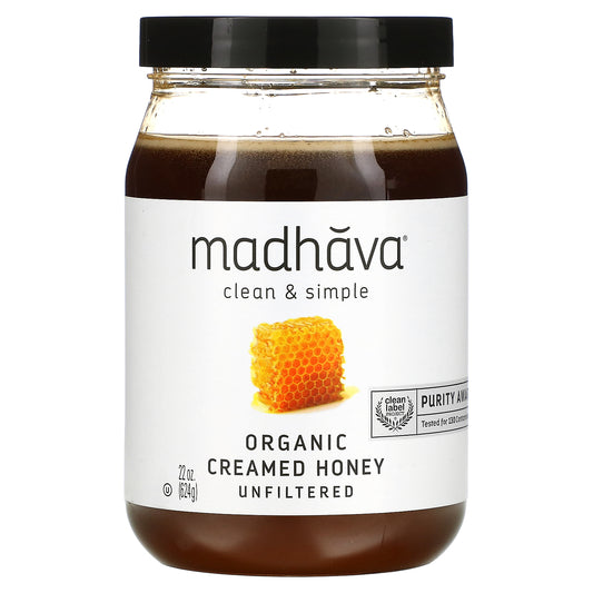 Madhava, Clean & Simple, Organic Creamed Honey, Unfiltered, 22 oz (624 g)