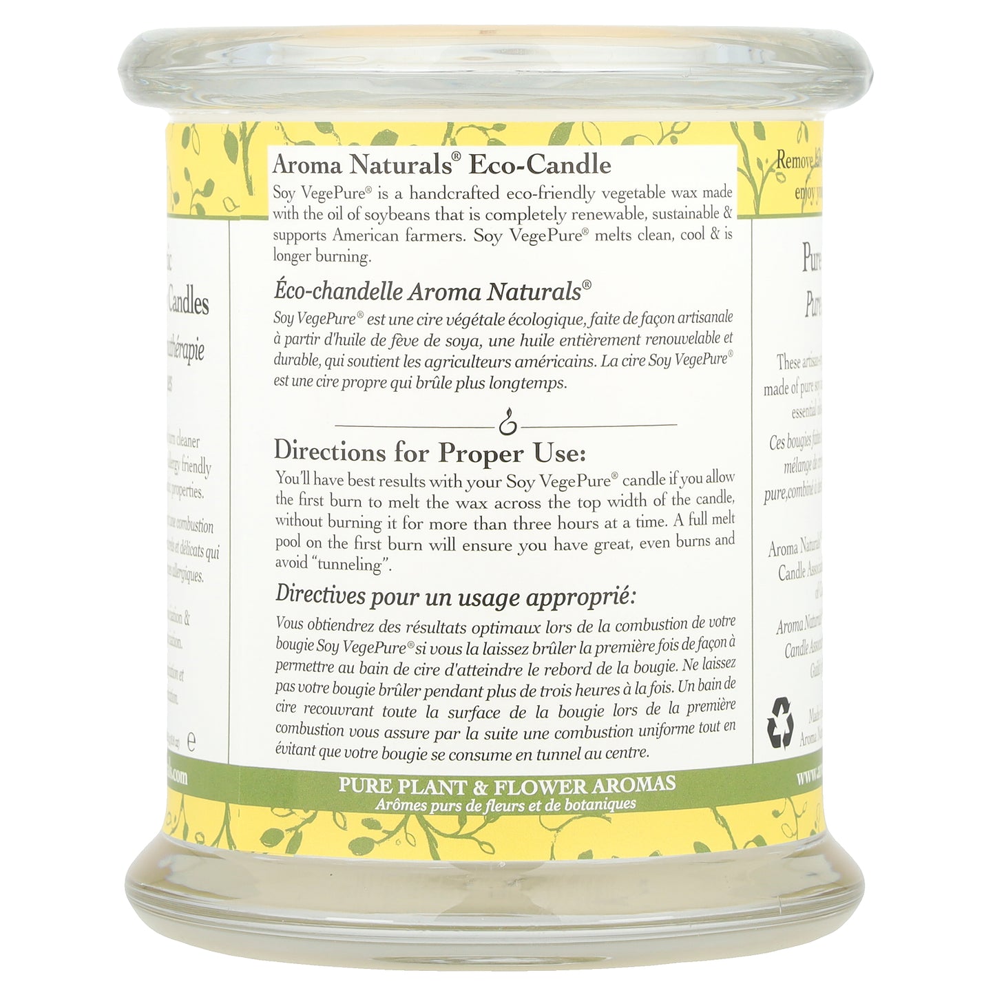 Aroma Naturals, Soy VegePure®, 100% Natural Soy Essential Oil Candle, Ambiance, Orange & Lemongrass, 8.8 oz (260 g)