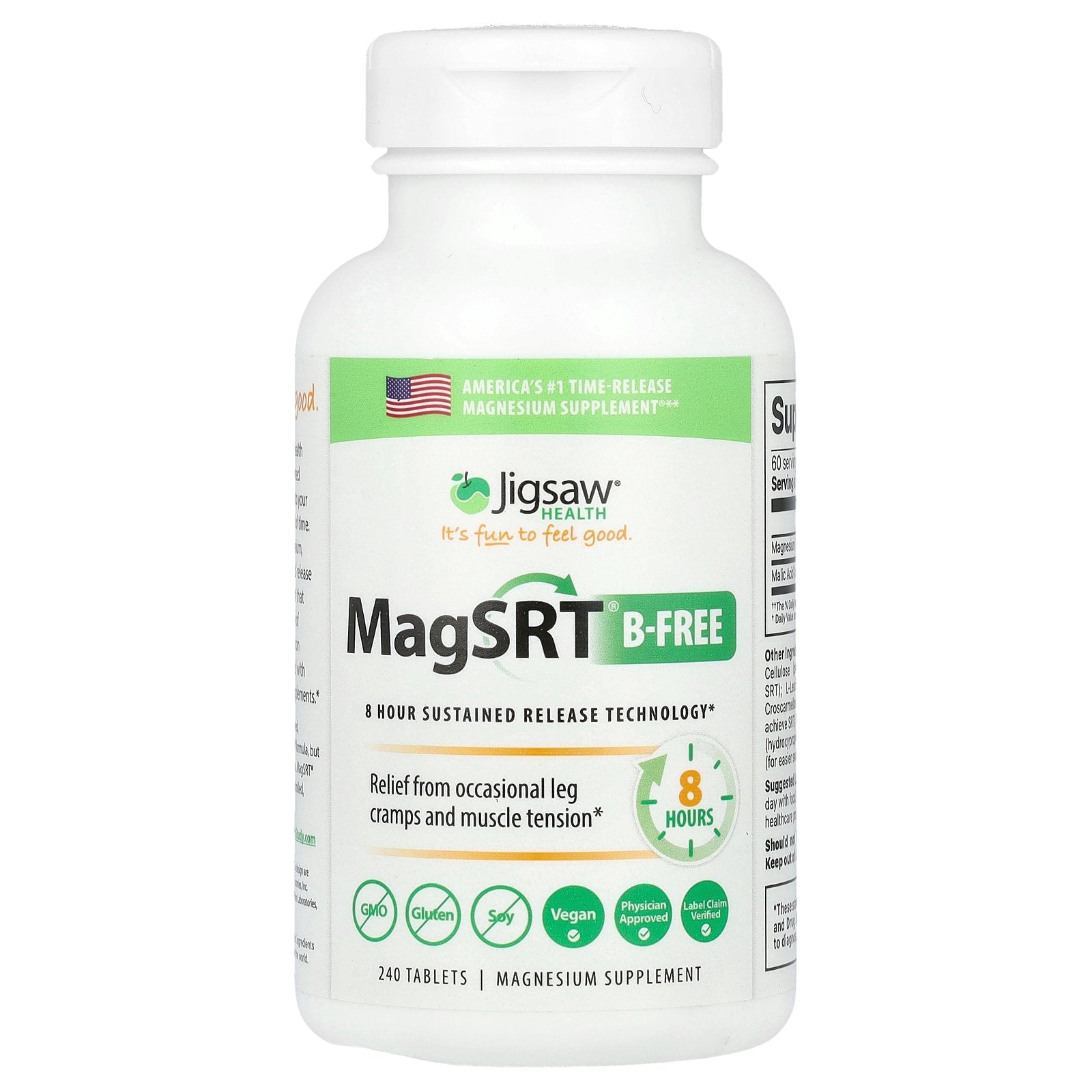 Jigsaw Health, MagSRT® B-Free, Time-Release Magnesium, 240 Tablets