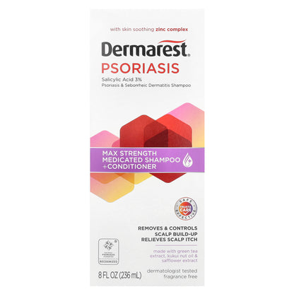 Dermarest, Psoriasis, Maximum Strength Medicated Shampoo + Conditioner, Fragrance Free, 8 fl oz (236 ml)