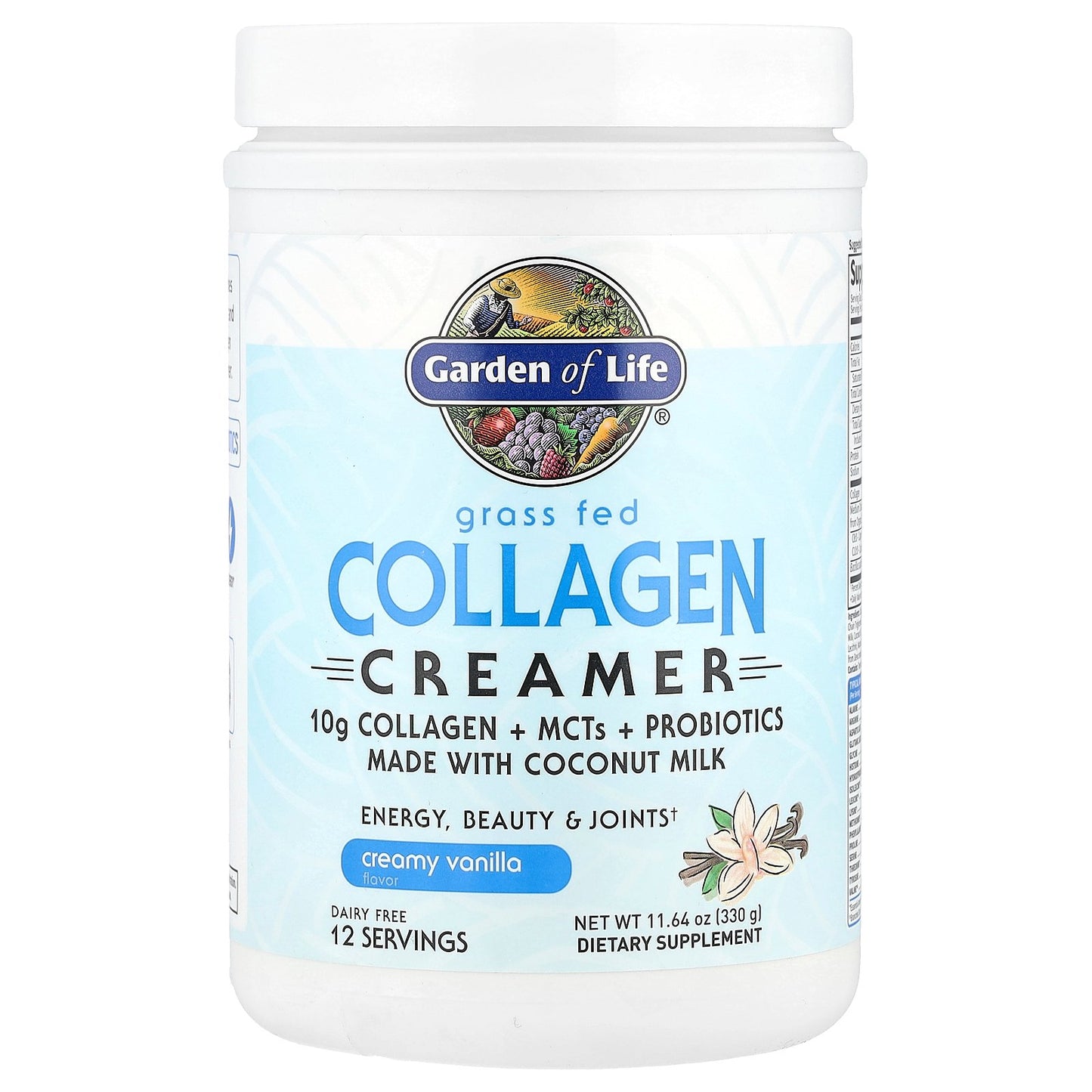 Garden of Life, Grass Fed Collagen Creamer, Creamy Vanilla, 11.64 oz (330 g)