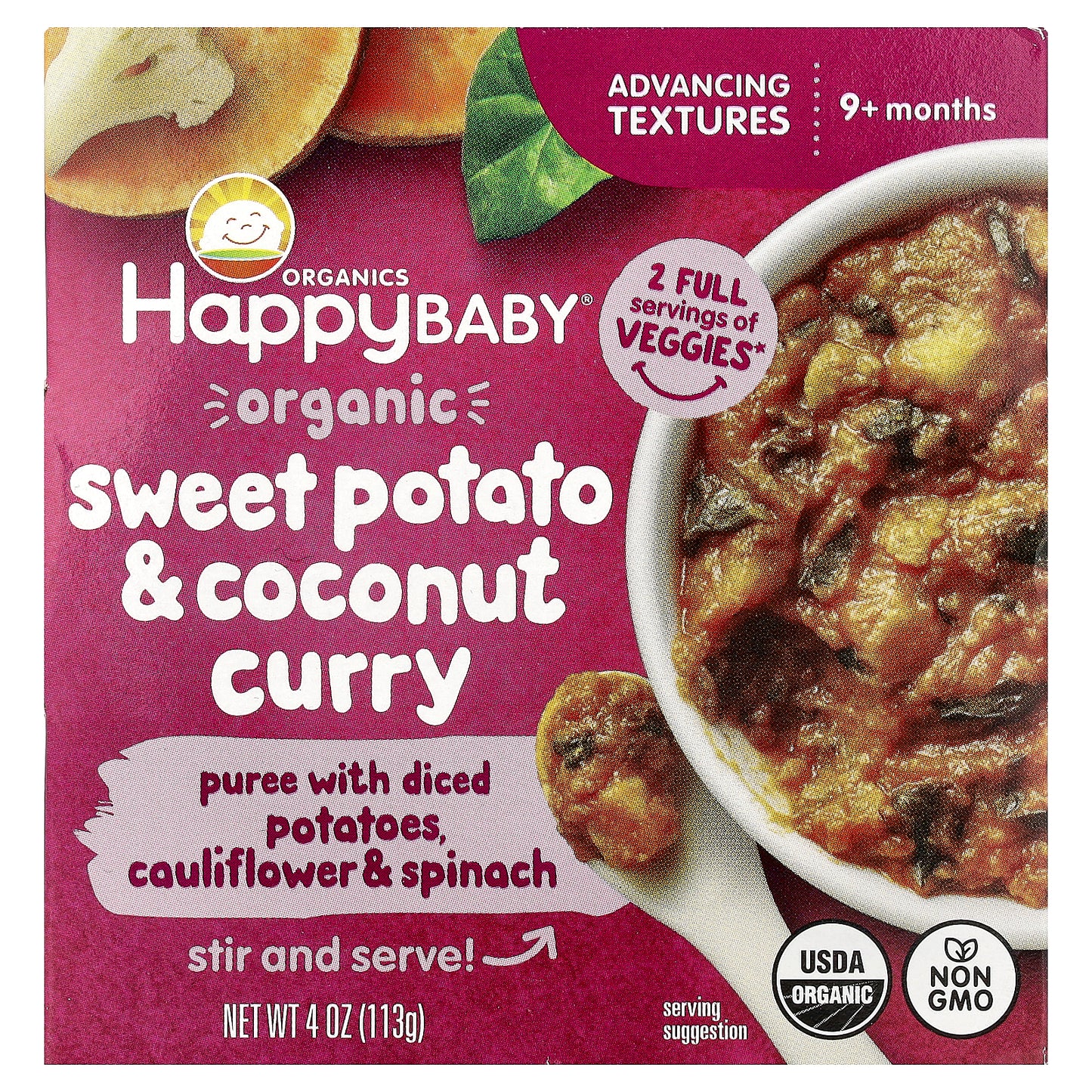 Happy Family Organics, Happy Baby®, 9+ Months, Organic Sweet Potato & Coconut Curry, 4 oz (113 g)