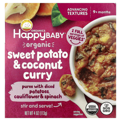 Happy Family Organics, Happy Baby®, 9+ Months, Organic Sweet Potato & Coconut Curry, 4 oz (113 g)
