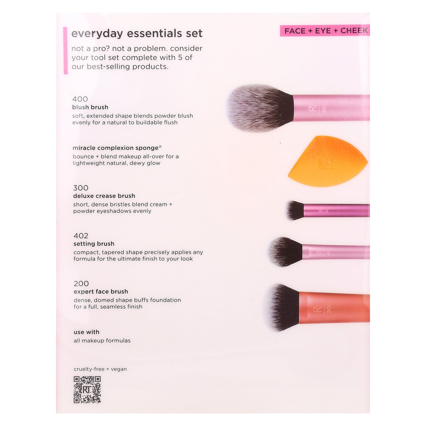 Real Techniques, Everyday Essentials Set, Face + Eye + Cheek ,  5 Pieces