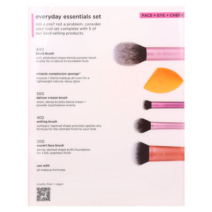Real Techniques, Everyday Essentials Set, Face + Eye + Cheek ,  5 Pieces