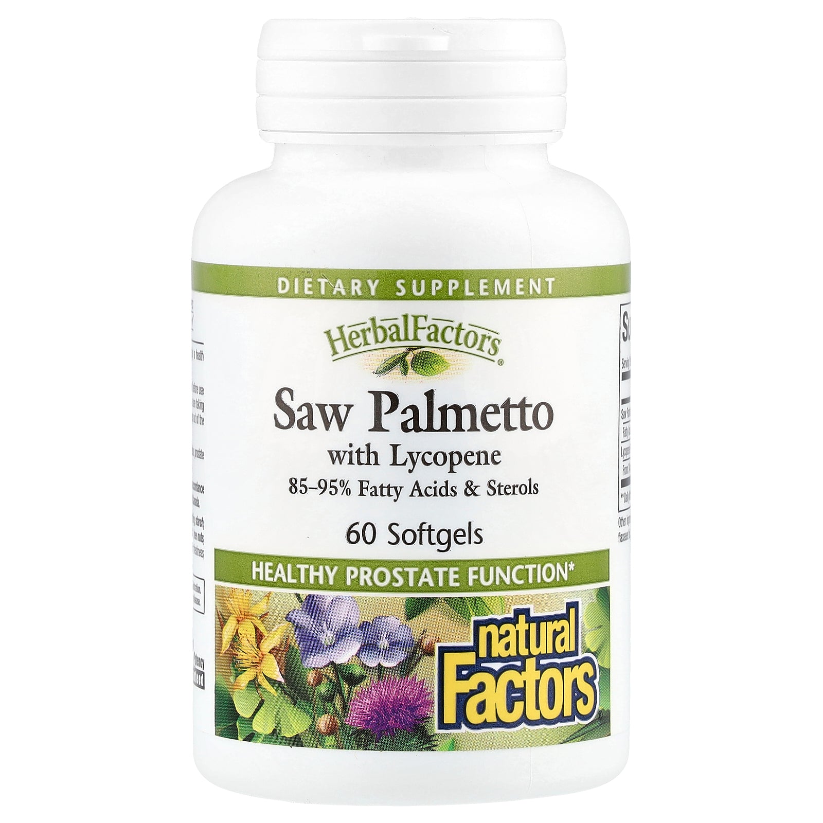 Natural Factors, HerbalFactors®, Saw Palmetto with Lycopene, 60 Softgels