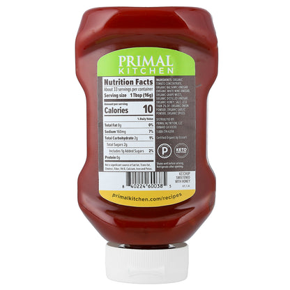 Primal Kitchen, A Tad Sweet™ Ketchup, Sweetened with Honey, 1 lb 2.5 oz (524 g)