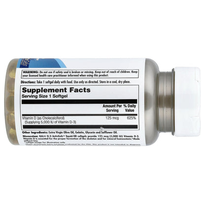 KAL, D-3, 125 mcg (5,000 IU), 90 Softgels