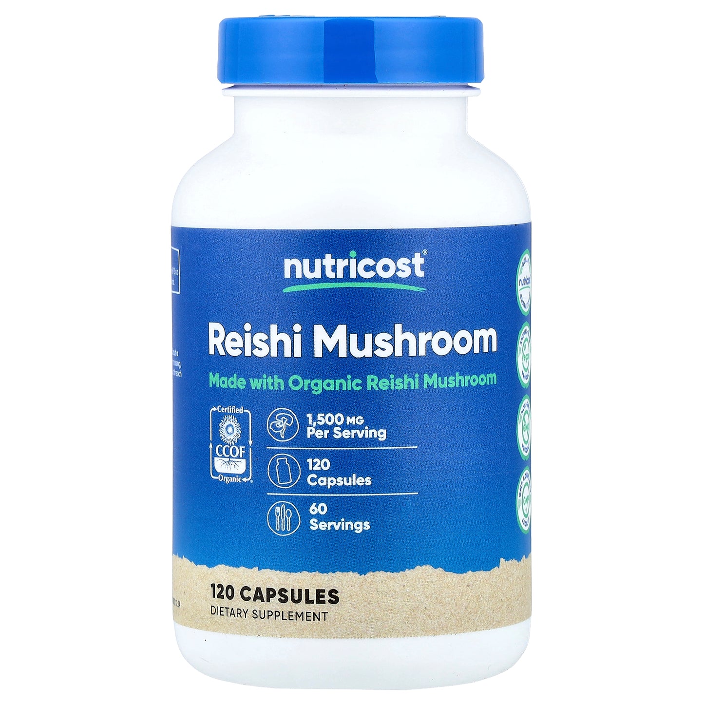 Nutricost, Reishi Mushroom, 120 Capsules (750 mg per Capsule)
