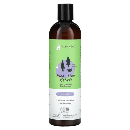 Kin+Kind, Flea + Tick Relief Dog Shampoo, Lavender, 12 fl oz (354 ml)