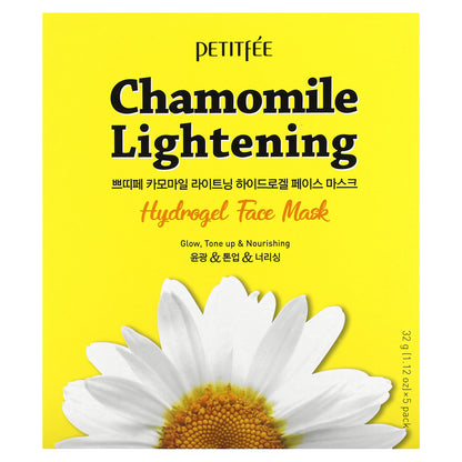 Petitfee, Chamomile Lightening Hydrogel Beauty Face Mask, 5 Sheets, 1.12 oz (32 g) Each