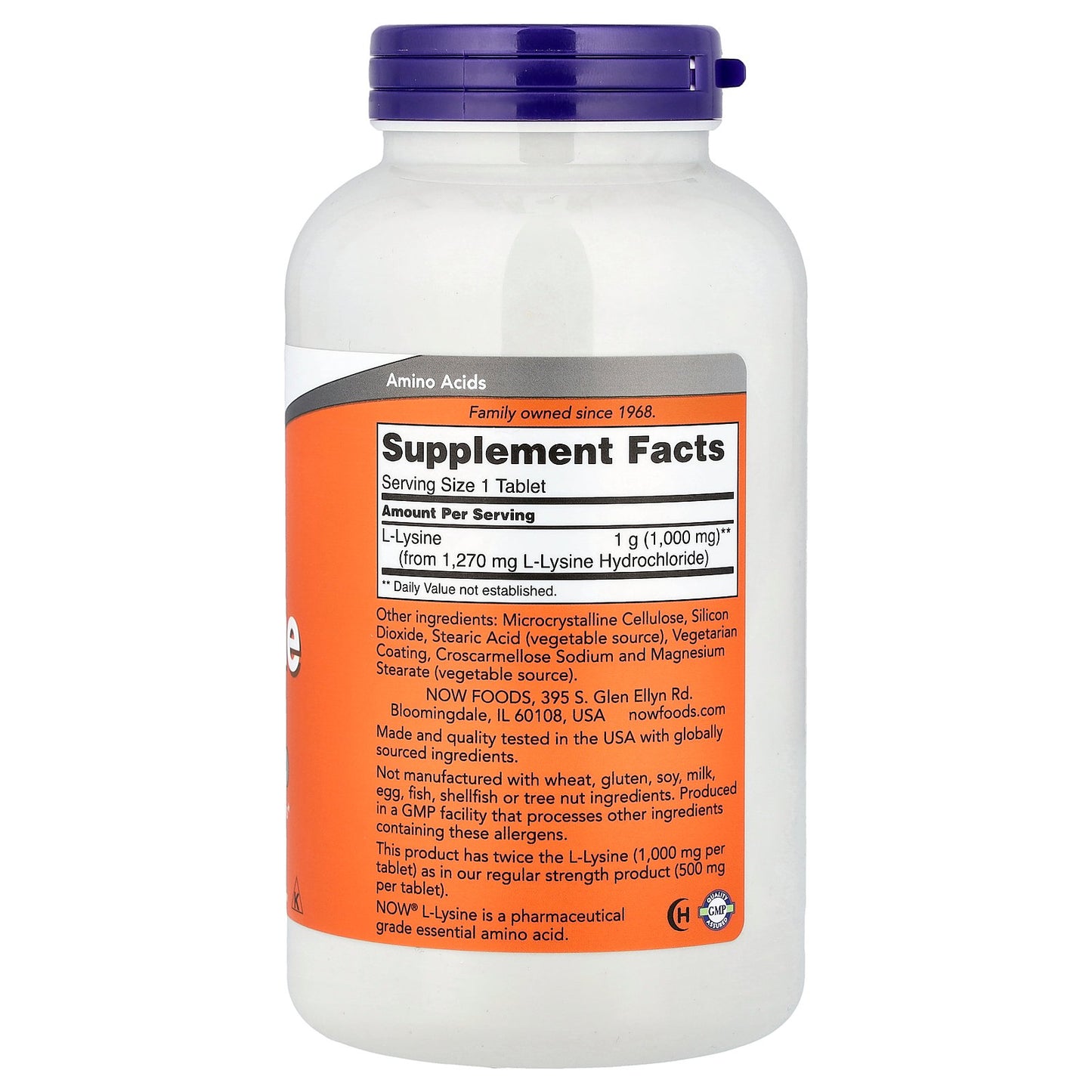 NOW Foods, L-Lysine, 1,000 mg, 250 Tablets