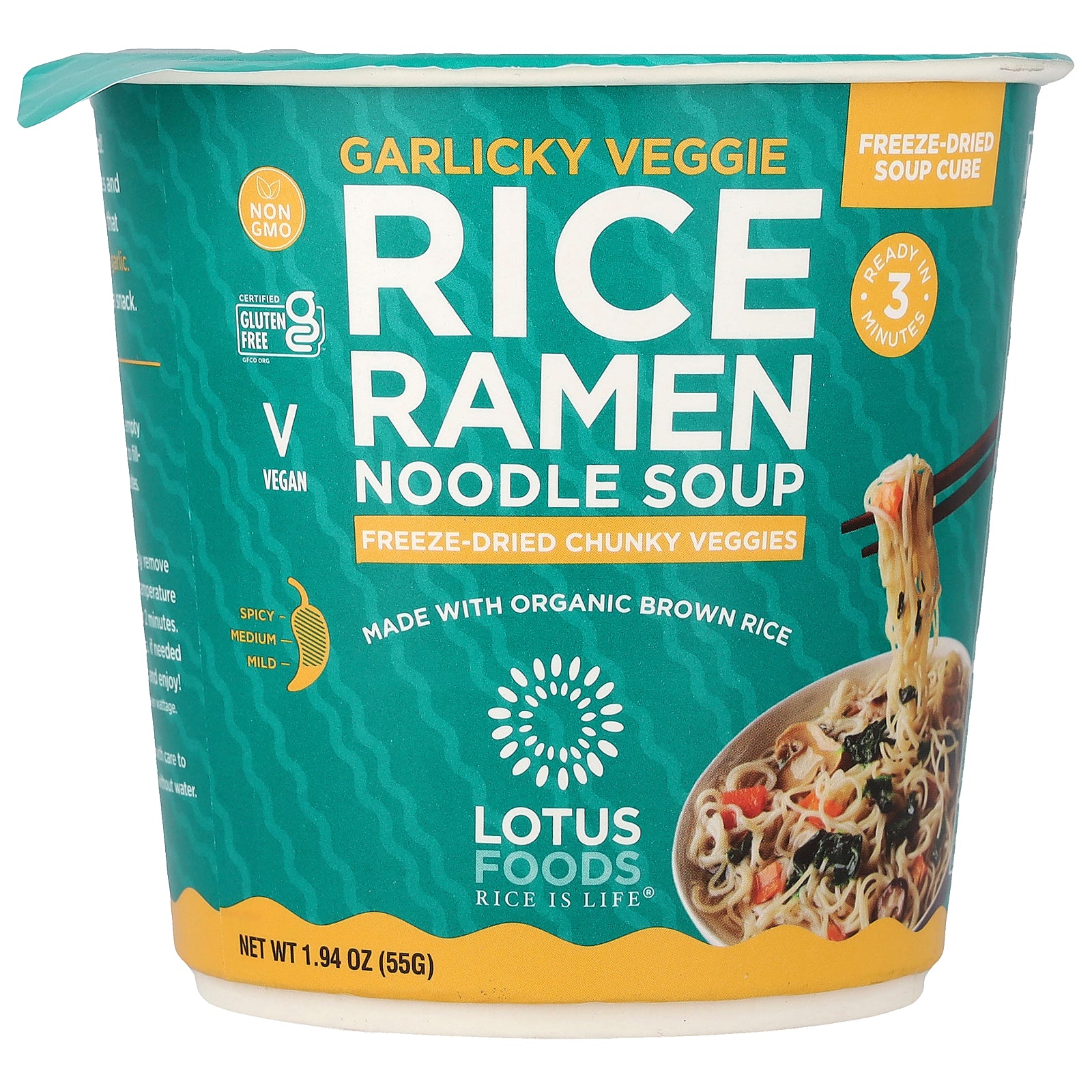 Lotus Foods, Rice Ramen Noodle Soup, Garlicky Veggie, 1.94 oz (55 g)