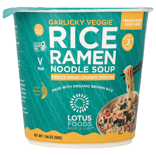 Lotus Foods, Rice Ramen Noodle Soup, Garlicky Veggie, 1.94 oz (55 g)