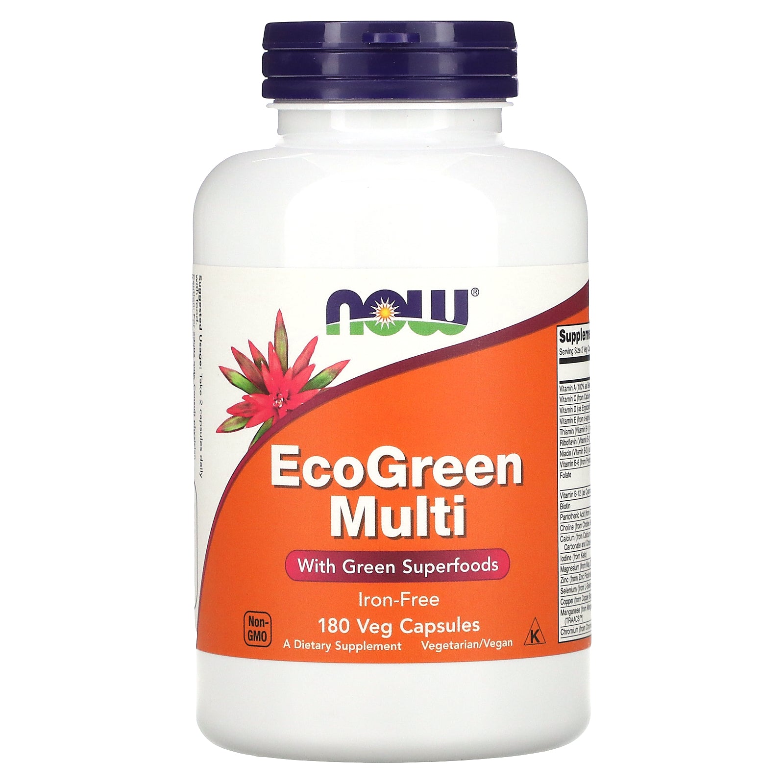 NOW Foods, EcoGreen Multi, Iron-Free, 180 Veg Capsules