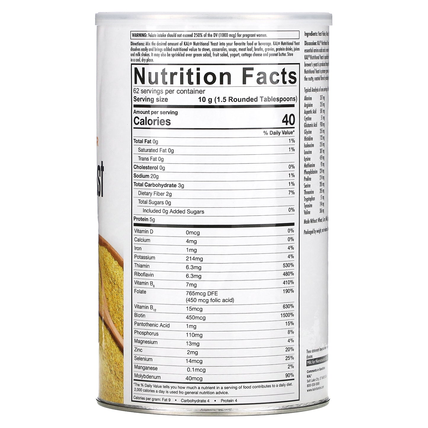 KAL, Nutritional Yeast Flakes, Wonderful Nutty, 22 oz (624 g)