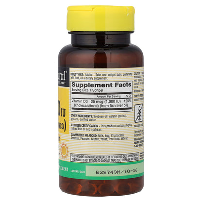 Mason Natural, Vitamin D3, 25 mcg (1,000 IU), 120 Softgels